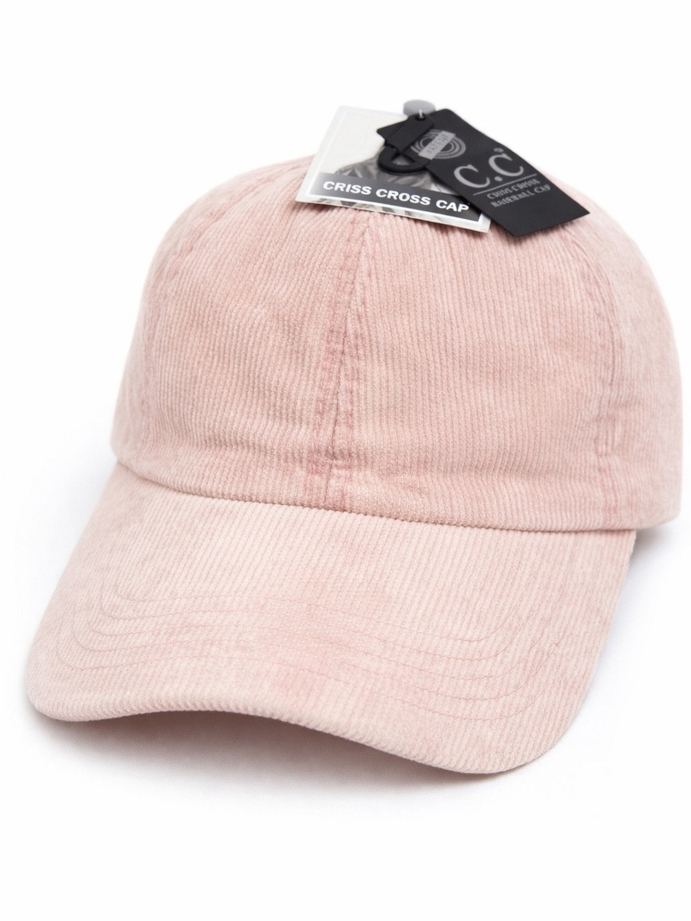 🆕 C.C Women’s Pink Stonewashed Corduroy Adjustable Crisscross Baseball Cap